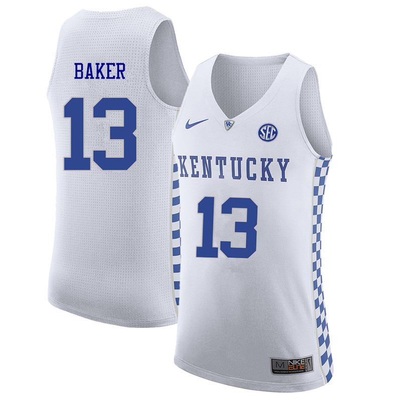 Men Kentucky Wildcats #13 Jemarl Baker College Basketball Jerseys Sale-White - Click Image to Close